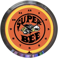 Dodge Super Bee Mopar Logo Orange Neon Hanging Wall Clock 15" Diameter 8SUPER