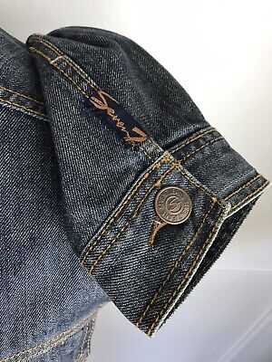 Men's Seven 7 Jean Denim Jacket Dark Blue Button Front size Men's Seven 7 Jean Denim Jacket Dark Blue Button Front size