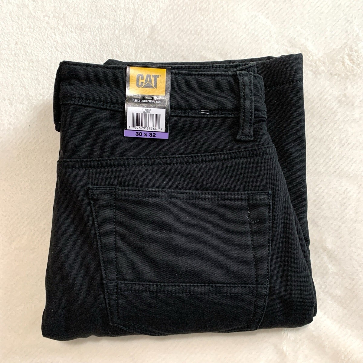 CAT Caterpillar Fleece Lined Canvas Work Pants Mens Insulated