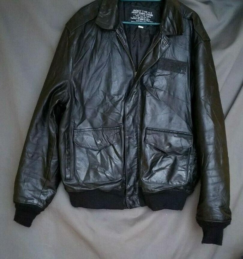 Vintage Black Leather US ARMY AIR FORCE TYPE A-2 1987 Bomber 