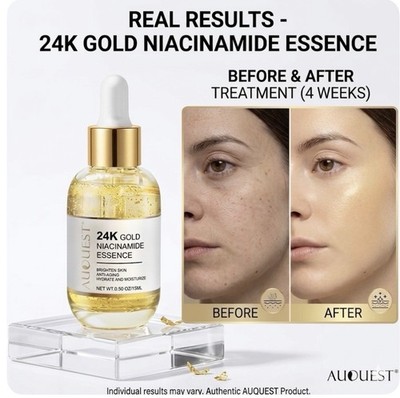 24K Gold Niacinamide Essence Anti-Aging Serum Vitamin C Hyaluronic Acid Collagen