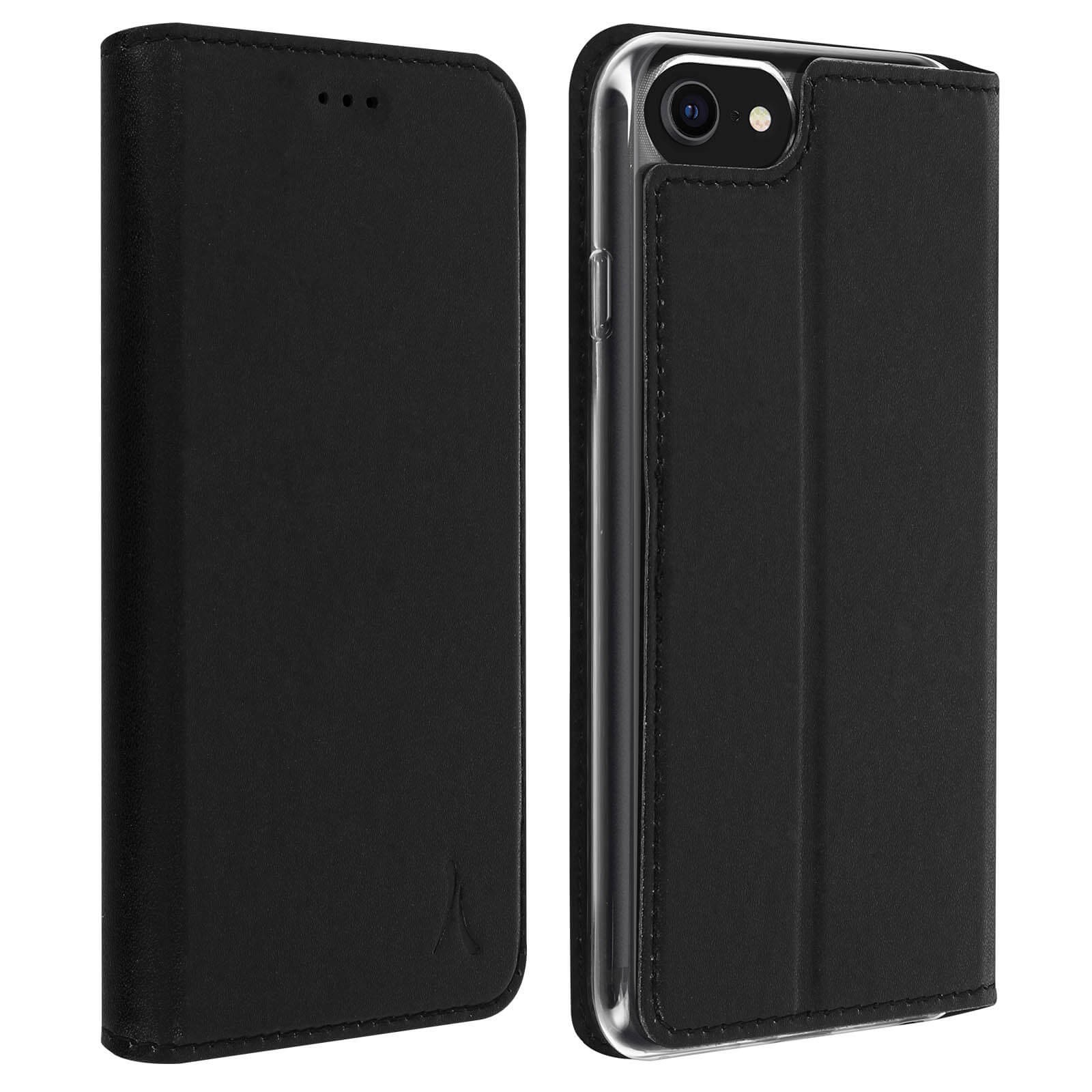 Coque iPhone 8 Akashi antichoc avec fente carte et béquille de visionnage noire