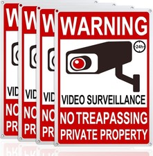 4 Pack Large No Trespassing Signs Private Property, 8X12 Inch Rust Free Aluminum