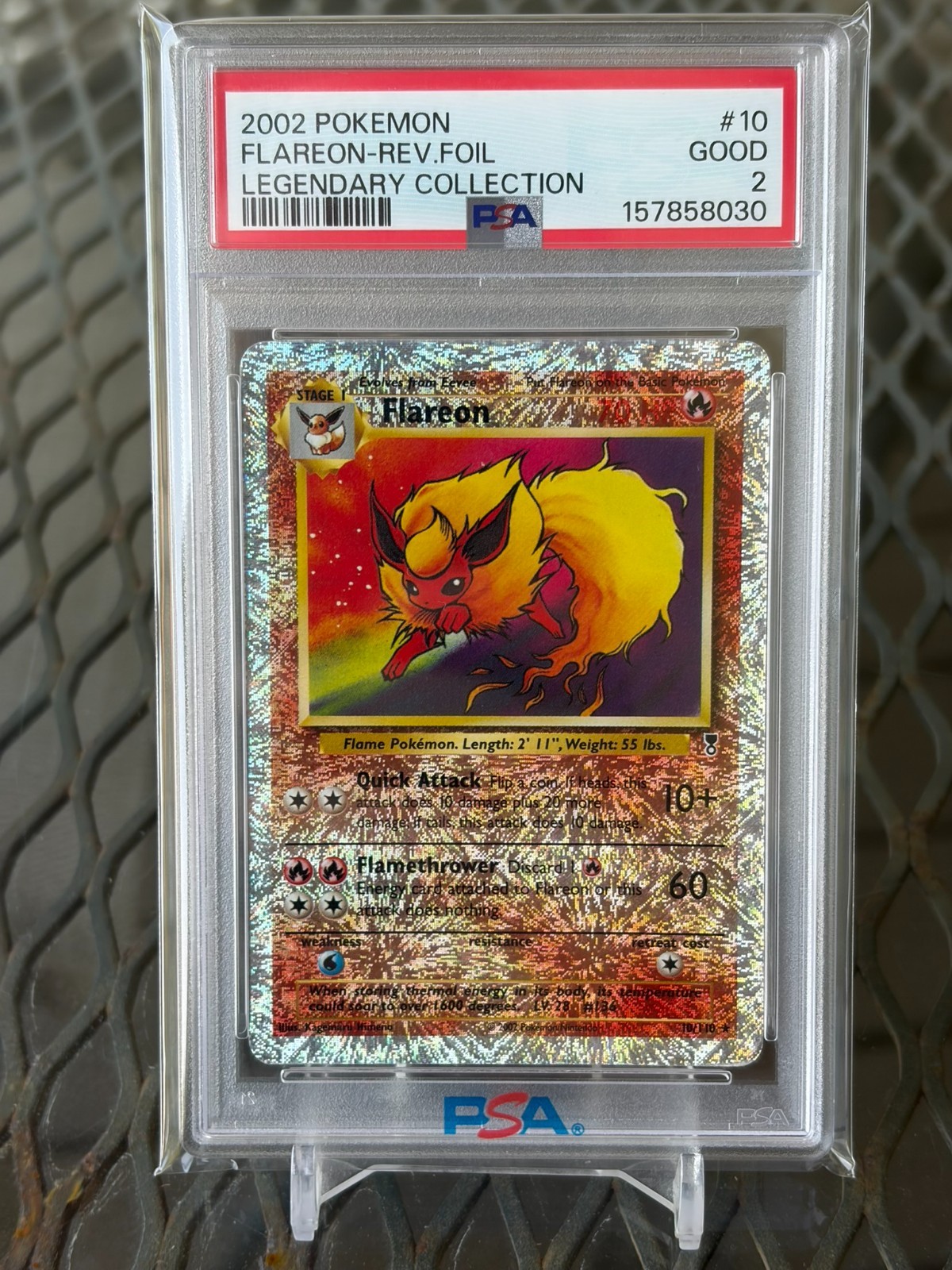 Pokemon Legendary Collection Reverse Flareon #10/110 PSA 2 GOOD NEW CERT