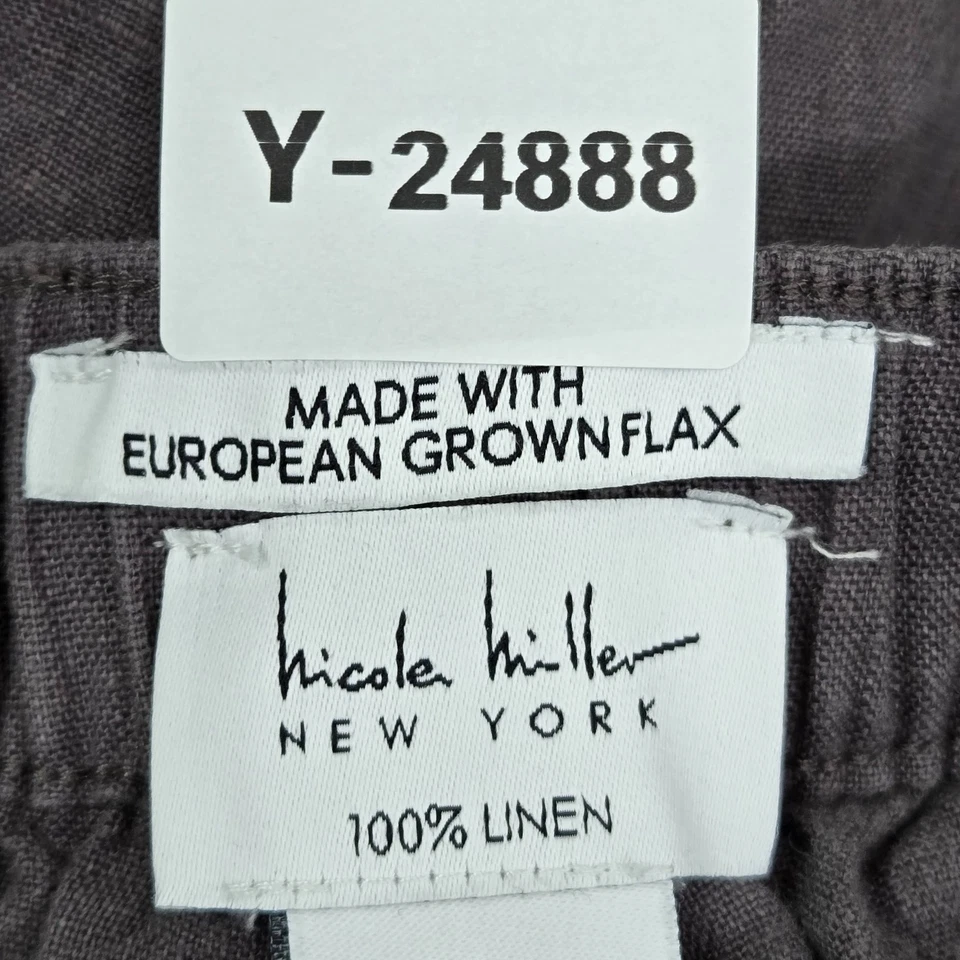 Nicole Miller New York Women Pants L Gray Linen Cargo 28" Inseam Outdoor - Image 2 of 4