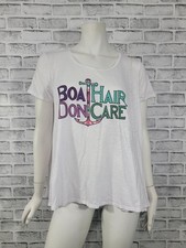 Judith March Boat Hair Don't Care Anchor Oversized Slub Tee Size Medium