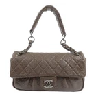 CHANEL CC SHW Chain Shoulder Bag Calfskin Leather Brown