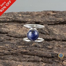 Valentines Deal Natural Sodalite Sterling Silver Band Anniversary Ring Jewelry