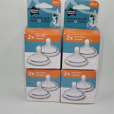 Tommee Tippee 6M Fast Flow Advanced Anti-Colic Bottle Nipples, 4pk  8 Nipples
