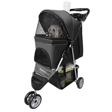 Pet Strollers for Small Medium Dogs & Cats, 3-Wheel Dog Stroller Folding Flex...