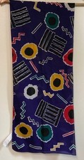 Vintage 80s 90s Geometric Purple Scarf 53x11, Sheer Betmar Made in Italy