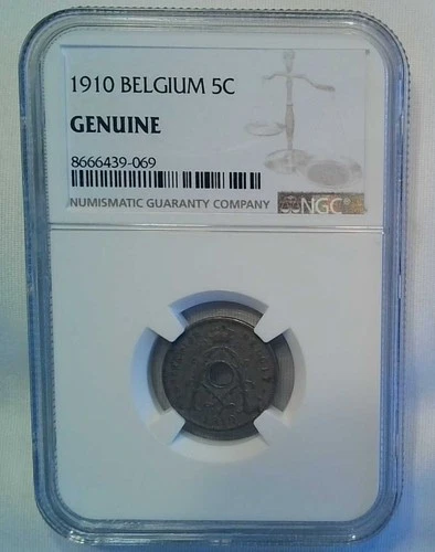 1910 Belgium 5C - NGC Genuine
