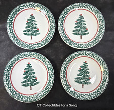 HOLIDAY VTGE Set 4 Furio ITALY Christmas Tree Dessert / Salad Plates NEW BOX