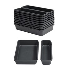 13 PCS Drawer Organizer Tray, Interlocking Office Desk Drawer Storage, Black ...