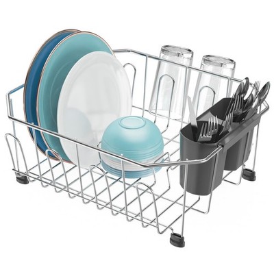 Small In Sink Dish Drying Rack Stainless Steel 11.6x13.4 Inch Drainer Silver