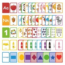 Toddler Learning Flash Cards - 54 Double Sided Alphabets Numbers Colors Shapes