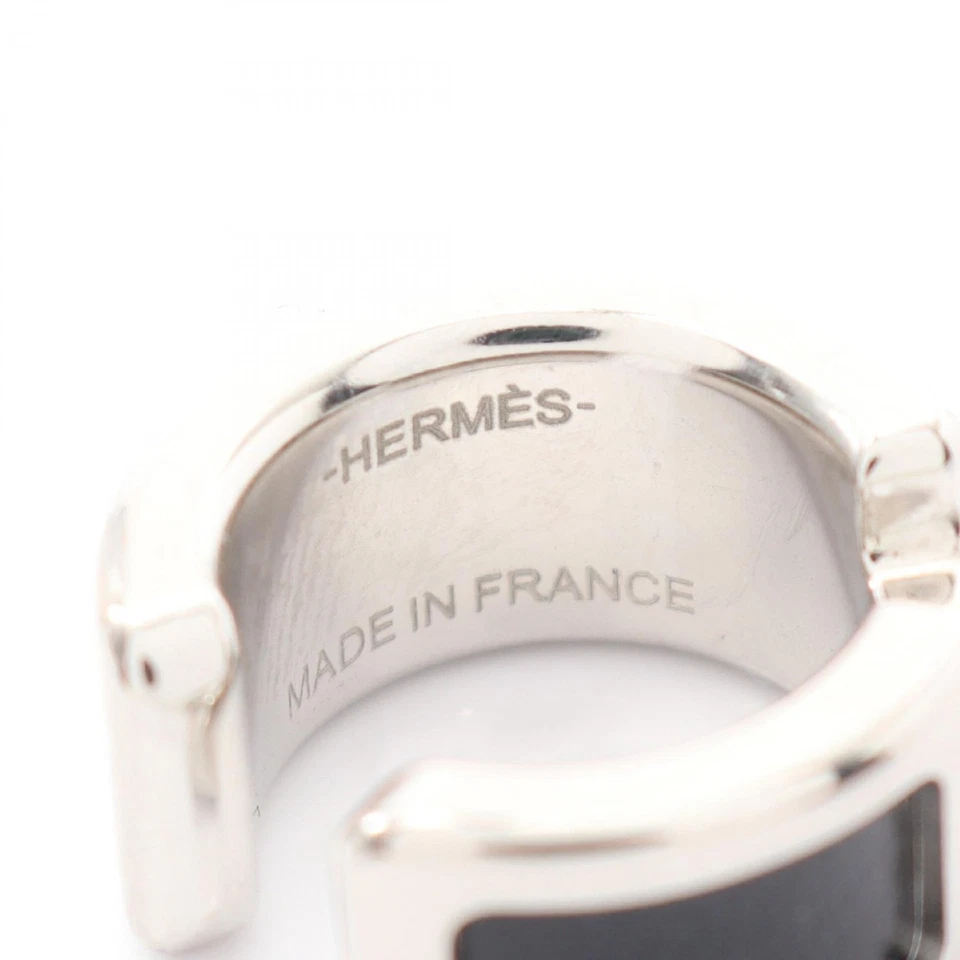 Pendientes HERMES Olympe PM Oreja Acero Inoxidable Cuero Negro Usado Mujer Foto 3 de 4