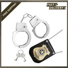 Police Badge and Handcuff Set for Kids Play Pretend Costume Halloween Cosplay