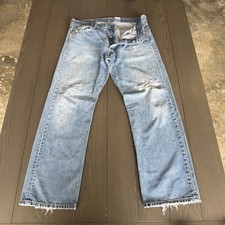 VTG Levis 501 Button Fly Blue Jeans Mens 36x30 Stone Wash Distressed Denim Y2K