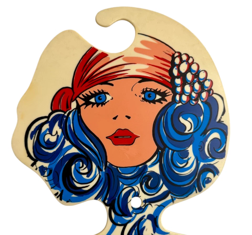 Percha facial mod vintage BG Milano pelo azul mujer dama glamour boho Italia 14" LEER Foto 2 de 4