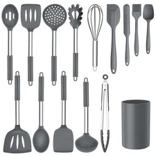 Onader Kitchen Cooking Utensils Set of 15 Silicone and Stainless Steel Spatula