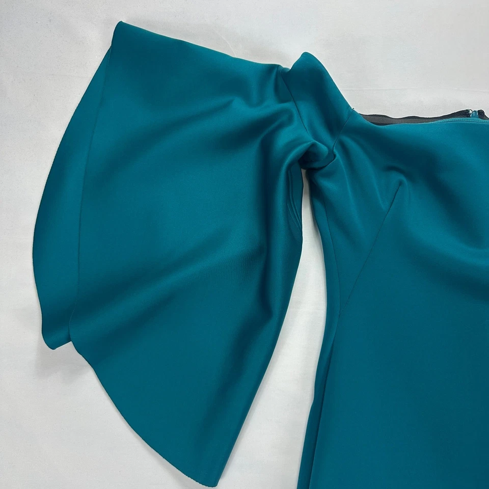 Black Halo Eve Women's Teal Off Shoulder Bell Sleeve Sheath Dress Size 4 - Image 3 of 4