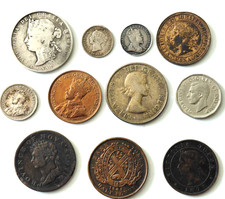 Canada, 11 small coins, including 5 x silver, George IV. Elizabeth II