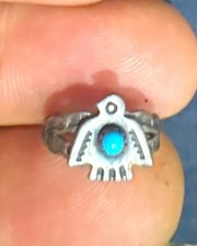 Vintage Navajo western sterling silver ring size 1 small 925 for pendant child
