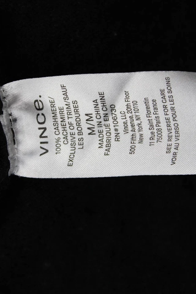 Vince Unisex Pullover Cashmere Crewneck Long Sleeve Black Size M - Image 4 of 4