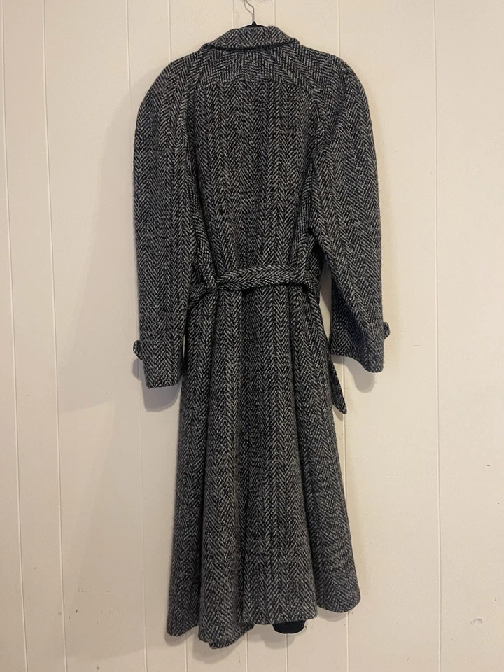 VTG Christian Dior Herringbone Virgin Wool Full Length Double Breasted Coat 46 - Image 3 of 4