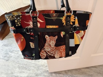 Salvatore Ferragamo Nylon / Leather Animal Print Shoulder Bag | eBay
