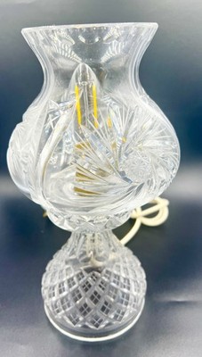 Elegante Vintage Tischlampe aus geschliffenem Kristall mit Schirm - schwere Qualität PAT geprüft