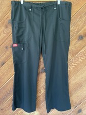 Dickies Women's Pull-On Black Cargo Scrub Pants 82011P Petite Small
