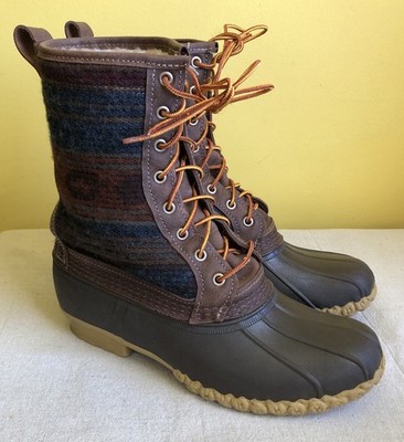LL BEAN BOOTS 10'' BEAUTIFUL PATTERN WOOL WOMEN'S 10 M SHEARLING LINED