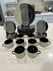 Vintage Fitz & Floyd Reprise Black/Taupe 10.25”Plates, Cups/Saucers 24 Piece Set — photo 1