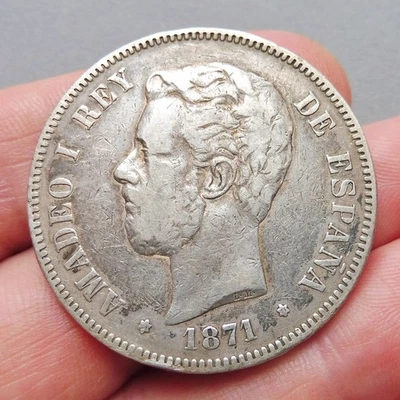 Espagne - Amédée Ier - 5 Pesetas - 1871 (74) DE M Madrid - Photo 1/3