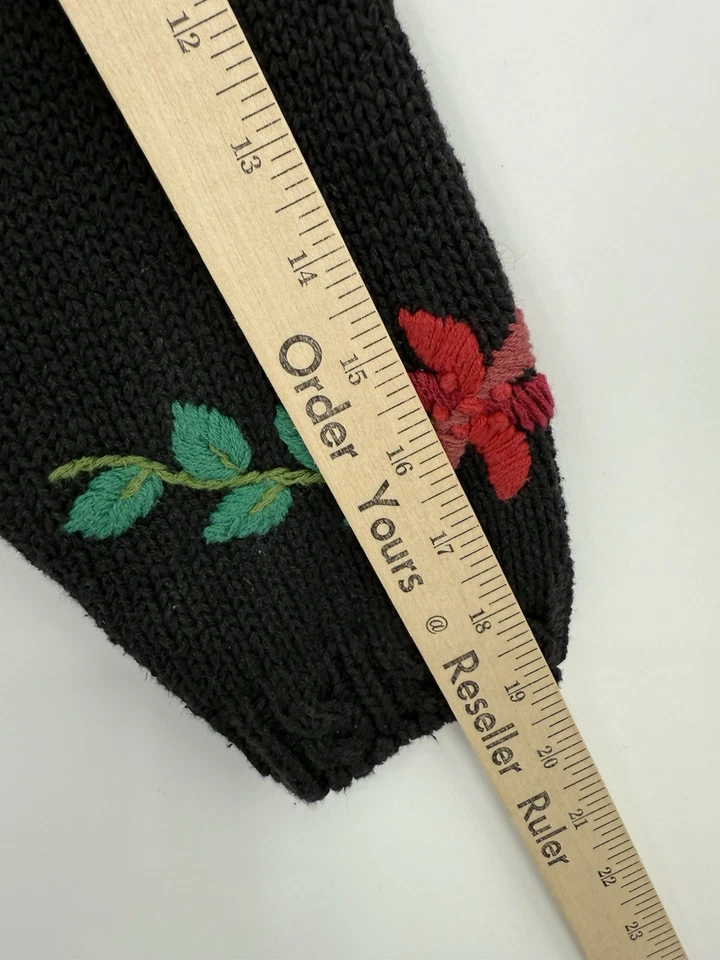 Vintage Christmas Sweater Womens Medium Black Snowman Santa Holiday Knit Thick - Image 4 of 4