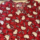 Scrub-Hello Kitty, 2xl Red Nurse Medical Vet Top 2 Pockets-V-Neck-
