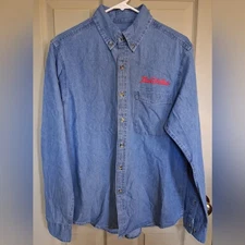 Port & Company 100% Cotton Blue Denim Button Down Shirt - NWOT