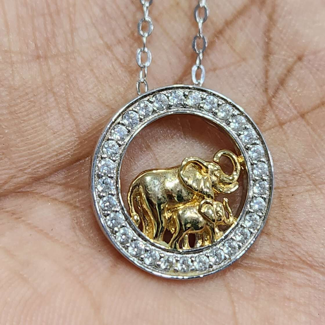 QVC TOVA for Diamonique Elephant Pendant w/ Chain, Sterling Preowned