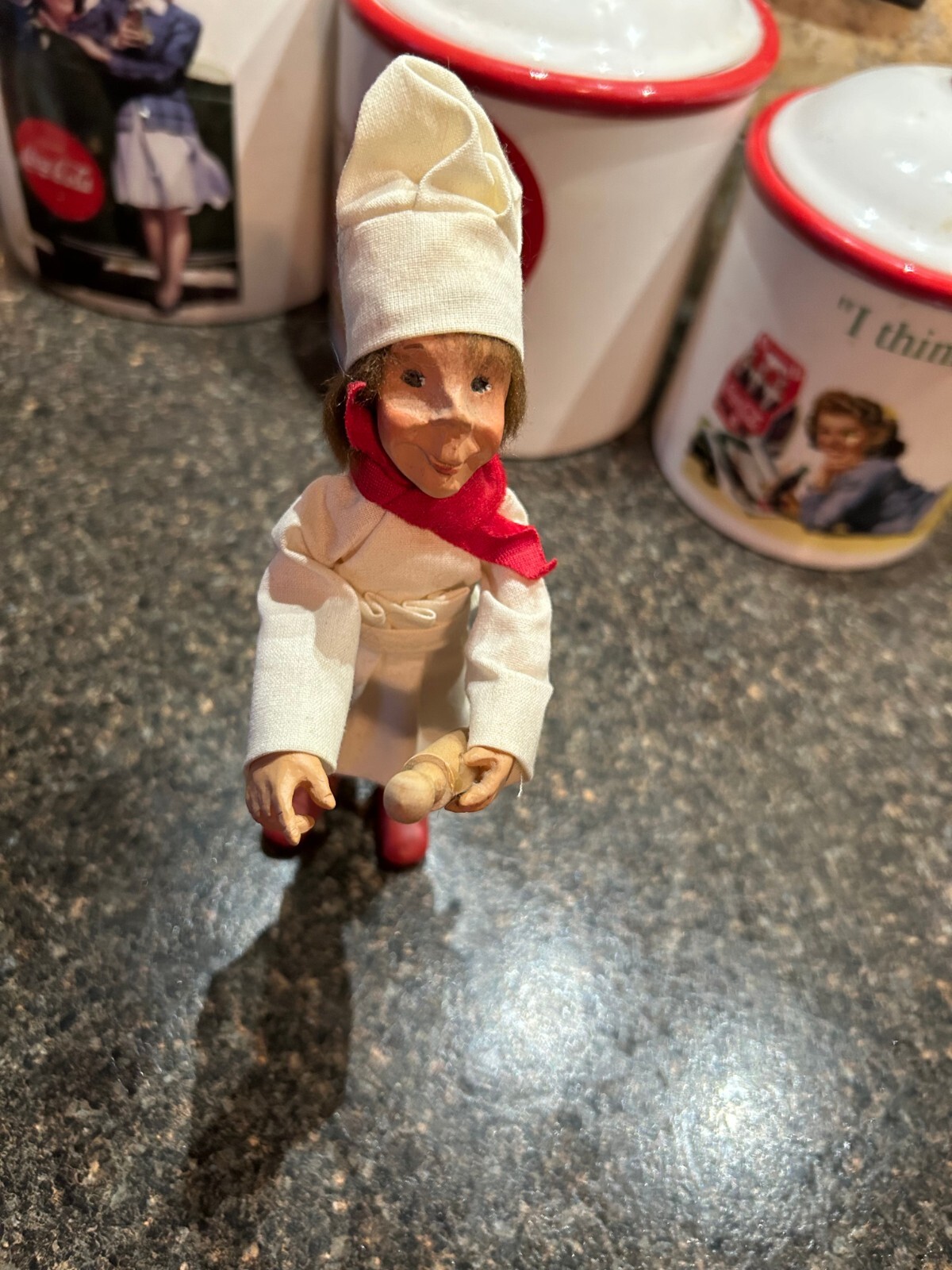 Kindle Byers Choice Bakerkins Baker Elf Rolling Pin Poseable Christmas Ornament-image