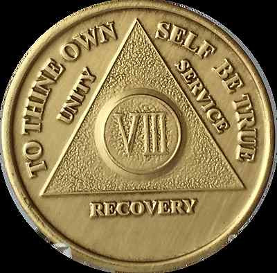 8 Year AA Medallion Alcoholics Anonymous Sobriety Chip Bronze VIII