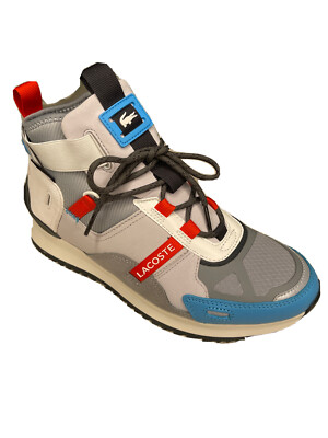 Lacoste Men's Run Breaker 0521 SMA Textile Sneaker Grey Blue/Red