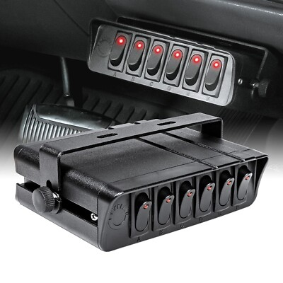 #ad 6 Gang 12V Rocker Switch Box SPST On Off Rocker Toggle Switch Panel Box for Car $47.72