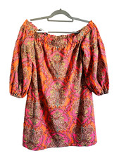 Vince Camuto Woman 12 Off the Shoulder Mini Dress Linen Blend Boho Hippie Lined