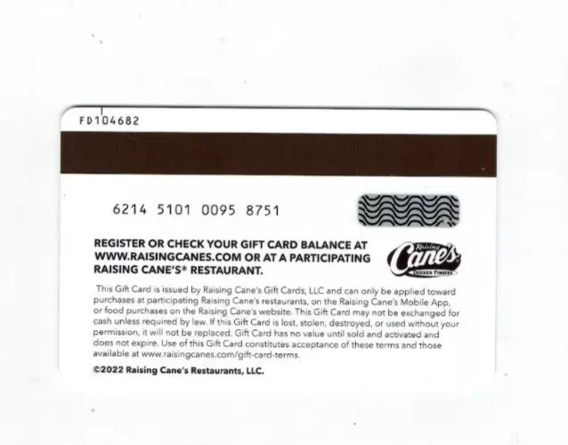 Raising Cane's Gift Card - Christmas Vacation 2022 - A - Collectible -  No Value