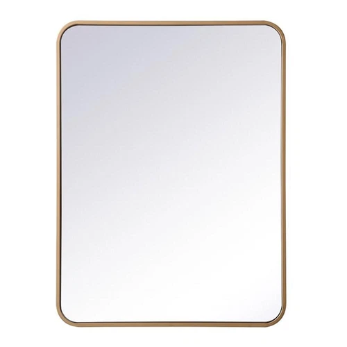 Elegant Decor Evermore 24x32" Soft Corner Metal Rectangular Mirror in Brass - Picture 1 of 8