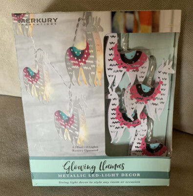 Merkury Glowing Llamas Metallic LED-Light Decor- 8.5 Ft -10 Lights