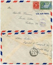 CURACAO to ST LUCIA LAST USE CENSORED AIRMAIL 2 AUG 1945 NETHERLANDS ANTILLES