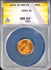 1954 1c Lincoln Head Small Cent MS 65 ANACS # 7695986 + Bonus